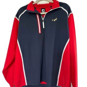 FootJoy FJ Men’s Wind Tech Pullover Half-Zip Jacket Red Navy Size Medium